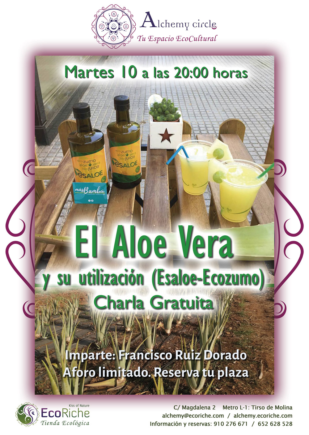 Charla Gratuita «El Aloe Vera y su utilización (Esaloe-Ecozumo)»