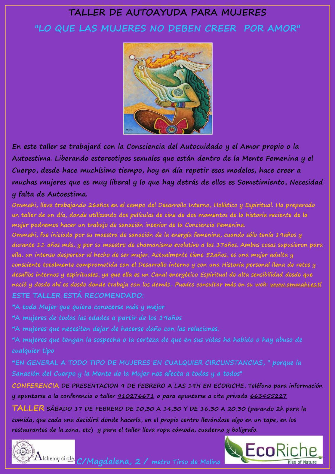 Conferencia y Taller «mujeres reales, lo que las mujeres no deben creer por amor»